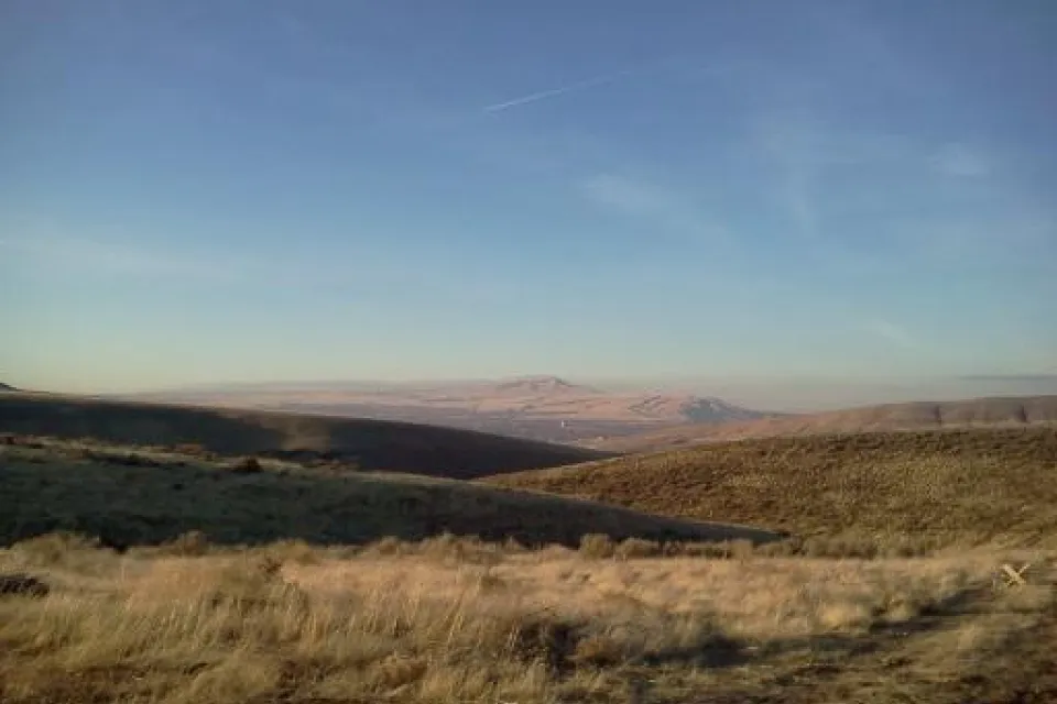 View of small town Benton in Washington State from Horse Heaven Hills.